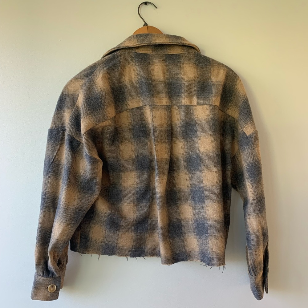 Plaid Crop Button Down Shacket - image 4